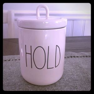 Rae Dunn “Hold” canister with lid